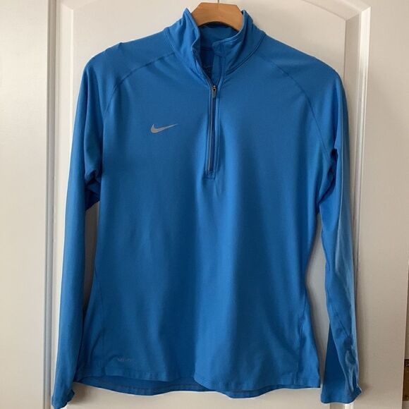 Nike Dri-Fit Athletic Blue quarter zip sweatshirt jacket size large - Picture 1 of 6